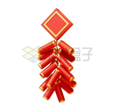 中国新年春节的红色鞭炮3D模型1399295矢量图片免抠素材