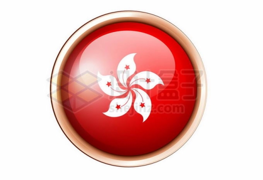 香港特别行政区区旗图案的圆形水晶按钮8530694矢量图片免抠素材