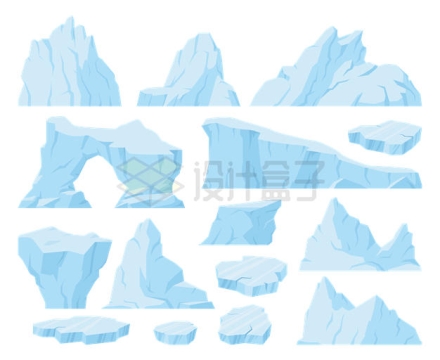 各种卡通风格的冰山冰块浮冰2238890矢量图片免抠素材