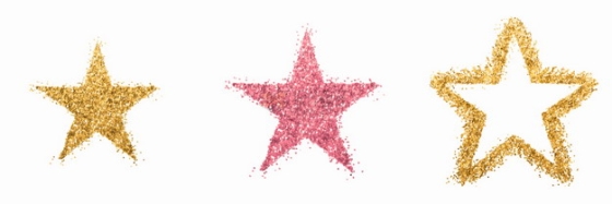 金粉涂鸦五角星和红色五角星png图片素材