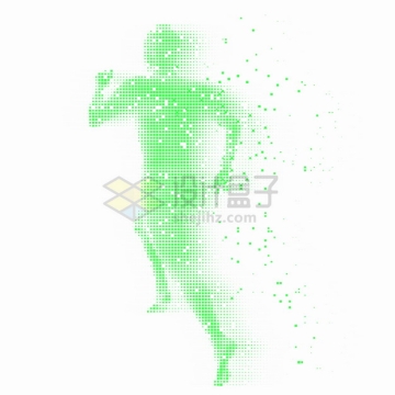 绿色圆点组成的奔跑的运动员抽象图案png图片素材