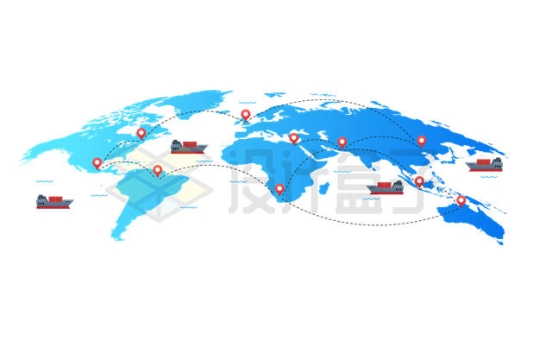 蓝色世界地图和全球贸易网络6164241矢量图片免抠素材