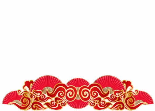 中国风红色扇子和祥云图案919776AI矢量图片免抠素材