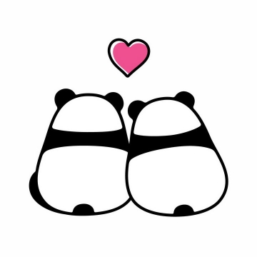 靠在一起的两只熊猫情侣情人节png图片免抠eps矢量素材