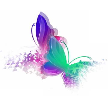 2只彩色绚丽的蝴蝶翩翩起舞抽象插画2925895免抠图片素材
