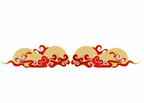 中国风金色扇子和祥云图案304758AI矢量图片免抠素材