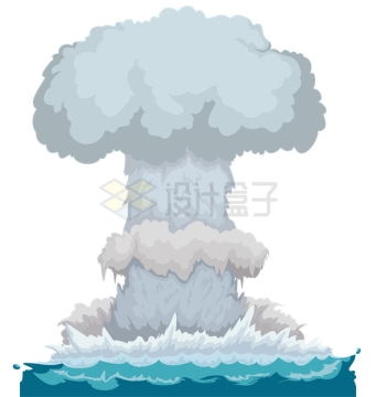 海上氢弹爆炸产生的蘑菇云和海浪6659956矢量图片免抠素材