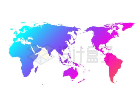 蓝色红色渐变色风格世界地图1259122矢量图片免抠素材