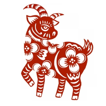 羊年山羊图案新年春节红色剪纸3369390免抠图片素材