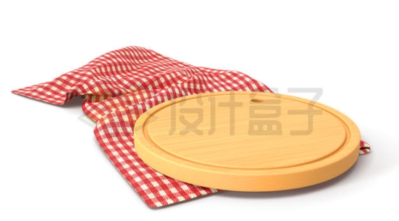 圆形砧板和格子抹布厨房用品1693285PSD免抠图片素材