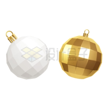 2款白色和金色迪斯科球3D圆球圣诞节球装饰6321293矢量图片免抠素材