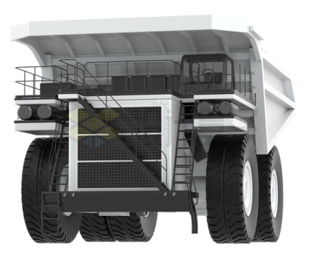 侧前方视角银灰色重型翻斗矿车自卸卡车正面3D渲染模型2973933PSD免抠图片素材
