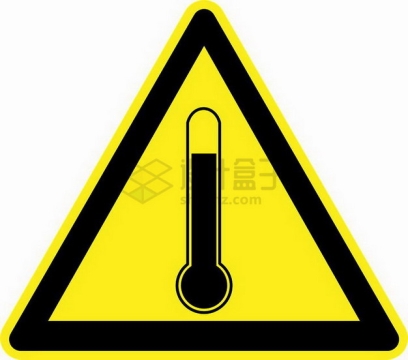 高温警告三角牌标志png图片素材