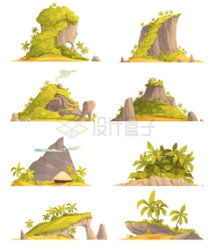 八款卡通风格小岛岛屿海岛风景图6402502矢量图片免抠素材