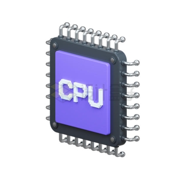 卡通CPU处理器3D模型3913380PSD免抠图片素材