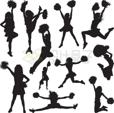 各种跳舞的女孩啦啦队女孩剪影9351512矢量图片免抠素材
