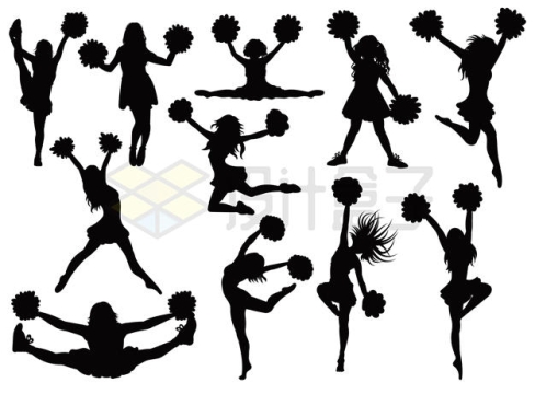 各种啦啦队女孩跳舞的女孩人物剪影7682098矢量图片免抠素材