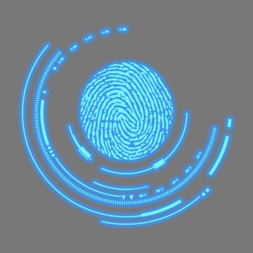 科技风格发光蓝色线条组成的指纹识别8596353免抠图片素材