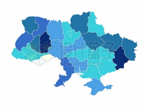 蓝色色块组成的乌克兰行政地图2121107矢量图片免抠素材