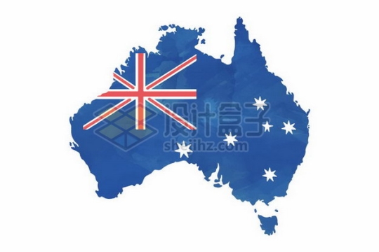 印有国旗的澳大利亚地图png图片素材