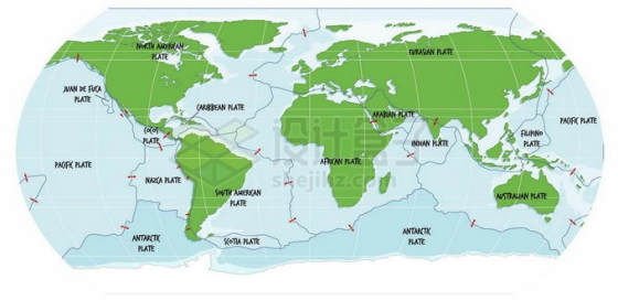 世界板块分布板块构造学说绿色世界地图8169338矢量图片免抠素材免费下载