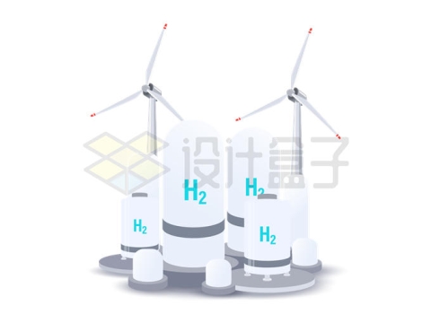 风力发电机制氢气和储氢罐7980188矢量图片免抠素材