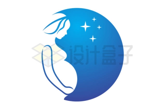 蓝色星空孕妇怀孕月子中心月嫂公司logo标志设计方案8017959矢量图片免抠素材
