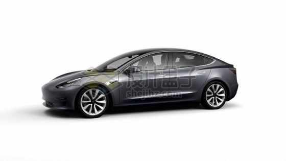 黑色特斯拉Model 3电动汽车侧面图png图片素材