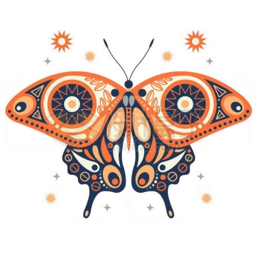 抽象波西米亚风格图案组成的蝴蝶免抠图片素材