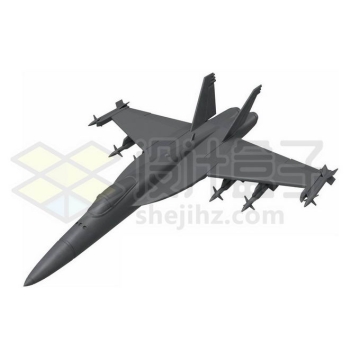一架灰黑色F18战斗机3D模型4683373免抠图片素材
