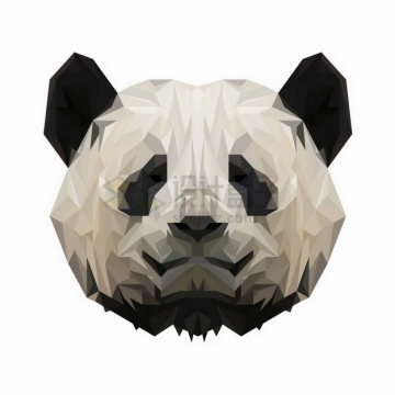 多边形组成的熊猫头png图片免抠矢量素材
