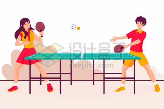 打乒乓球的年轻人扁平插画560144png矢量图片素材