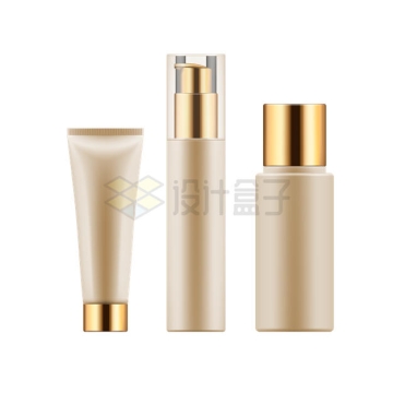 Three types of golden skin care cosmetics bottle packaging 6965032 vector picture matt free material