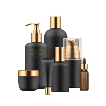  All kinds of black skin care products or cosmetics bottle packaging 7317409 vector picture free material