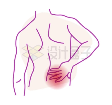 线条风格后腰部疼痛医疗插画3653592矢量图片免抠素材下载
