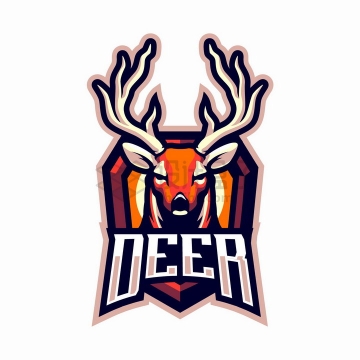 橙色的驯鹿游戏公司logo设计png图片免抠矢量素材