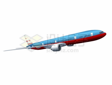 一架蓝色红色大型客机飞机4587216矢量图片免抠素材