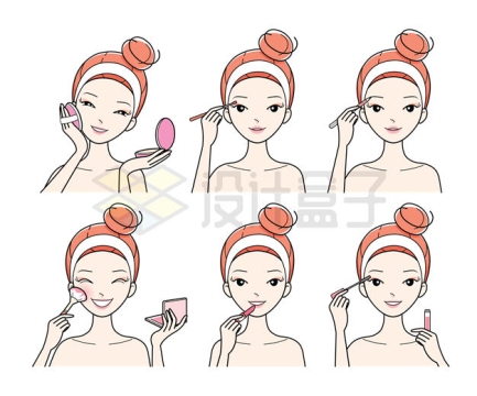  Cartoon girl makeup, blush, eyebrows, mouth, red eyes, eyelashes, etc. 5531704 vector pictures free of cutting materials
