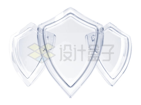 3个半透明的玻璃防护盾牌3D模型8675817PSD免抠图片素材