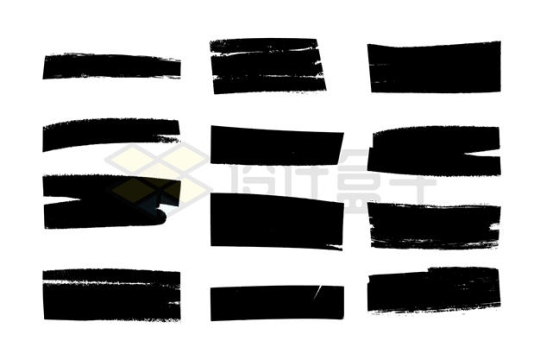 12款黑色毛笔画涂鸦文本框信息框标题框背景框装饰2190075矢量图片免抠素材