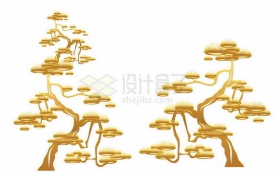 2款金色光泽的松树图案5742319矢量图片免抠素材