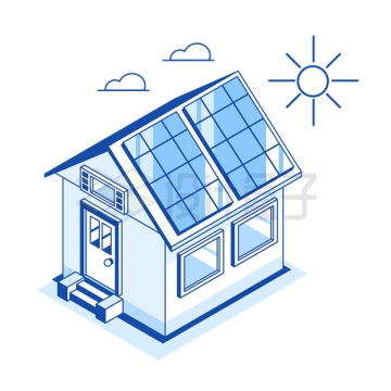 铺设在屋顶的太阳能电池板插画6988821矢量图片免抠素材