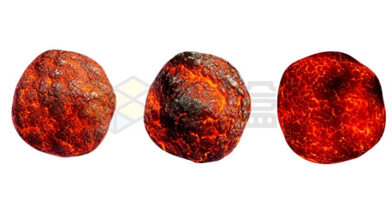 3款火红的石头球熔岩熔浆3D模型9038422PSD免抠图片素材