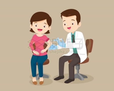 卡通医生正在为卡通女孩打针注射疫苗6502110矢量图片免抠素材免费下载