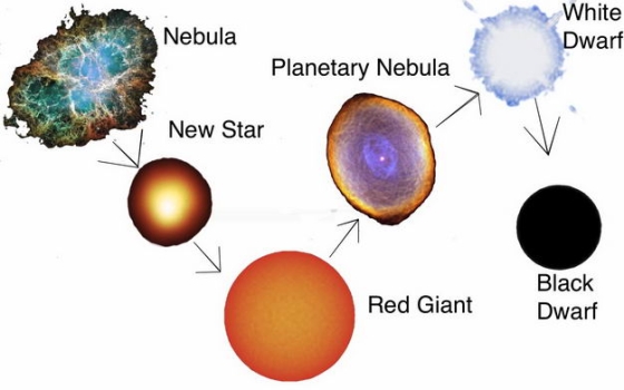 气体云收缩变成恒星变成红巨星发生超新星爆发变成白矮星中子星或黑洞3965334png图片免抠素材