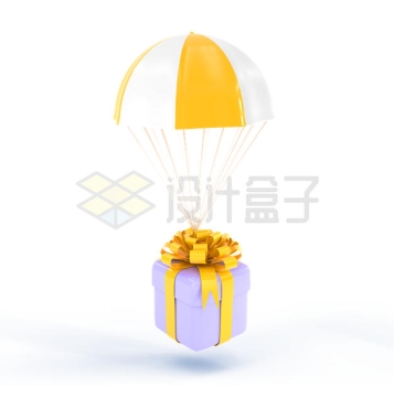 黄白色降落伞吊着礼物盒3D模型5265839PSD免抠图片素材