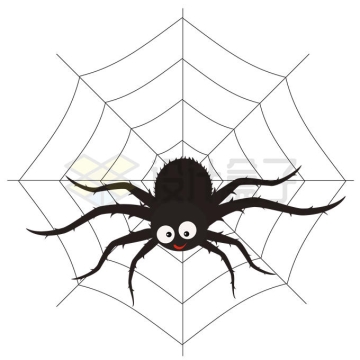 卡通蜘蛛趴在蜘蛛网上1267537矢量图片免抠素材