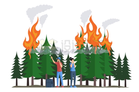 卡通大树正在燃烧森林火灾6848266矢量图片免抠素材