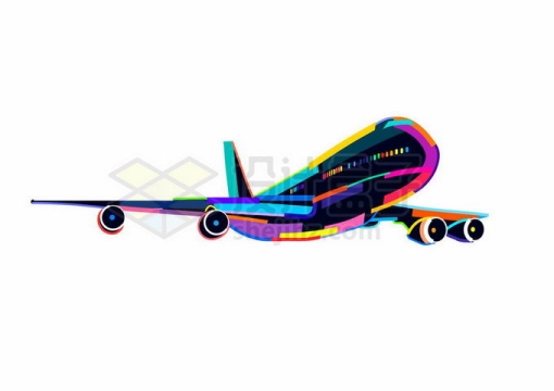 彩色色块组成的大型客机飞机抽象插画5431762矢量图片免抠素材