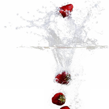 草莓掉落水中飞溅起来的半透明水花浪花水效果4938055png图片免抠素材